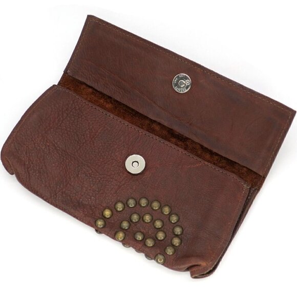 McFadin Stacy & Laurie Brown Leather Studded Wallet Clutch Wristlet (NO Strap) - Picture 6 of 7